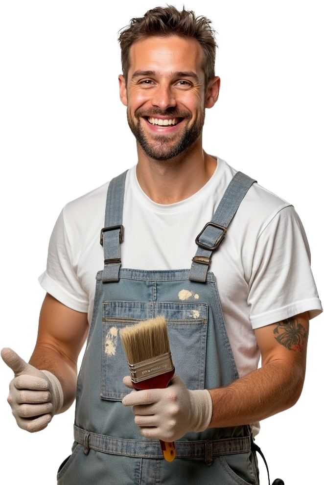 A realistic portrait of a cheerful male house painter shown from the waist up he is smiling and loo 641809y0k1vkm7da7u1r 3